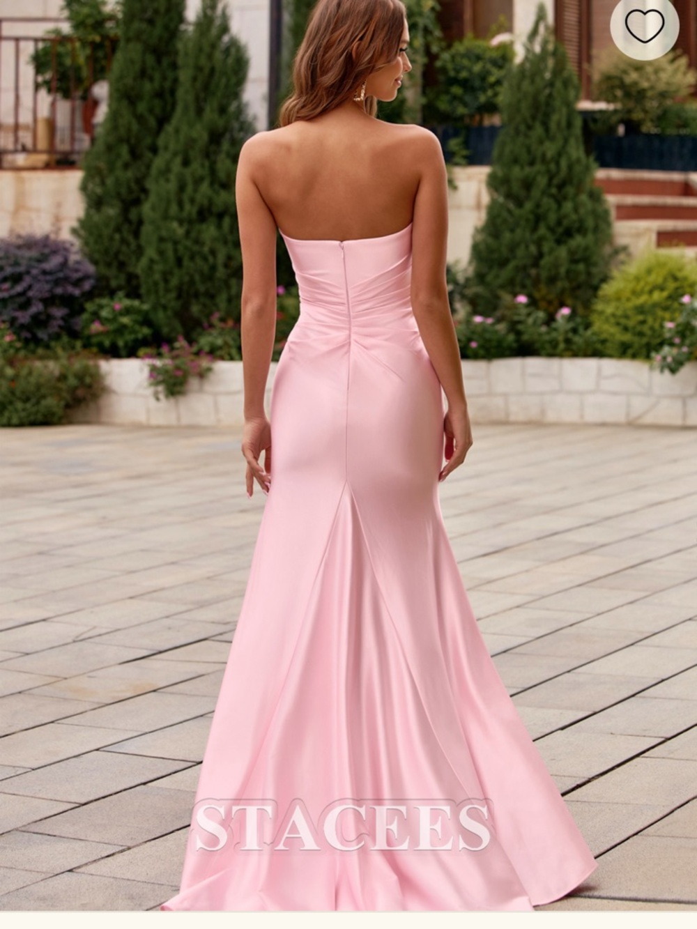 Stacees Strapless Pink Mermaid Prom Dress